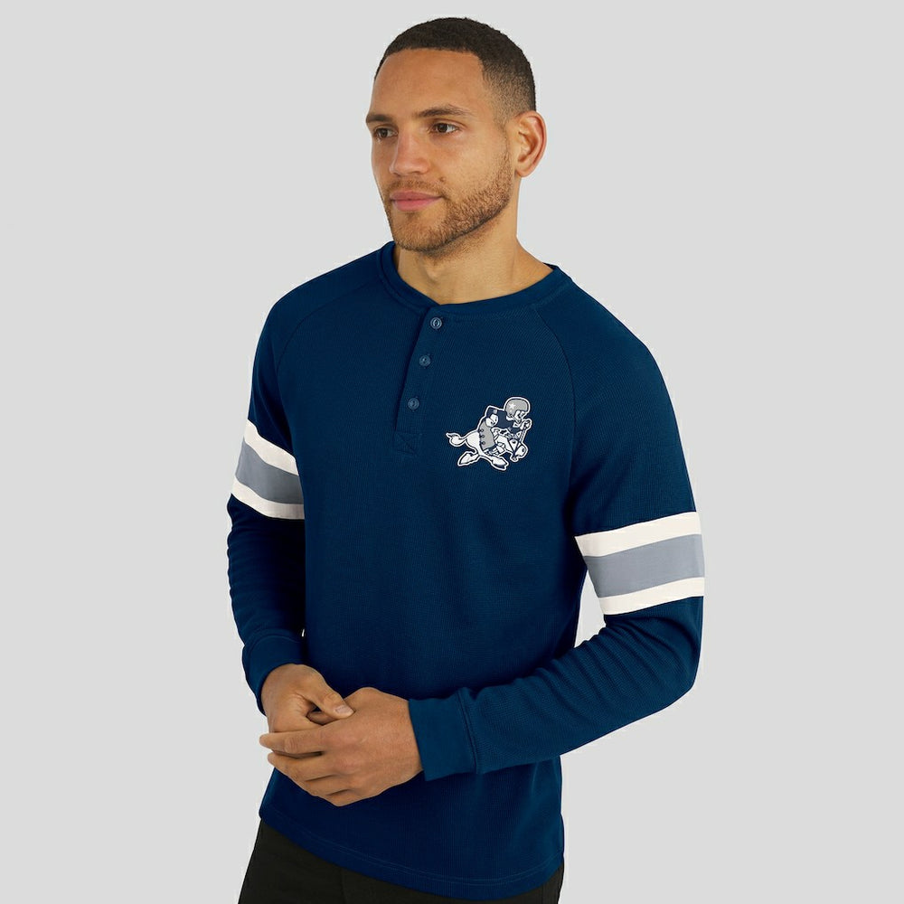 Dallas Cowboys Darius Rucker Collection Waffle-Knit Raglan Long Sleeve Henley T-Shirt Navy