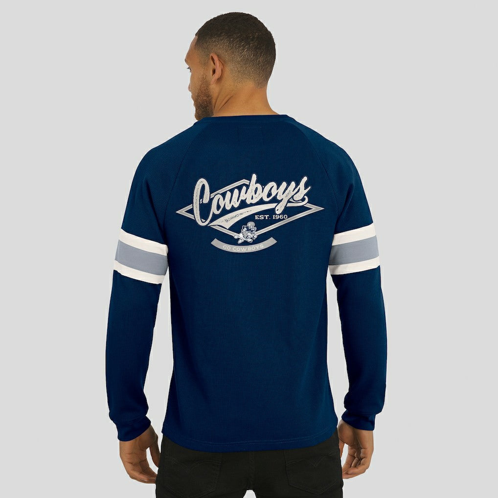 Dallas Cowboys Darius Rucker Collection Waffle-Knit Raglan Long Sleeve Henley T-Shirt Navy