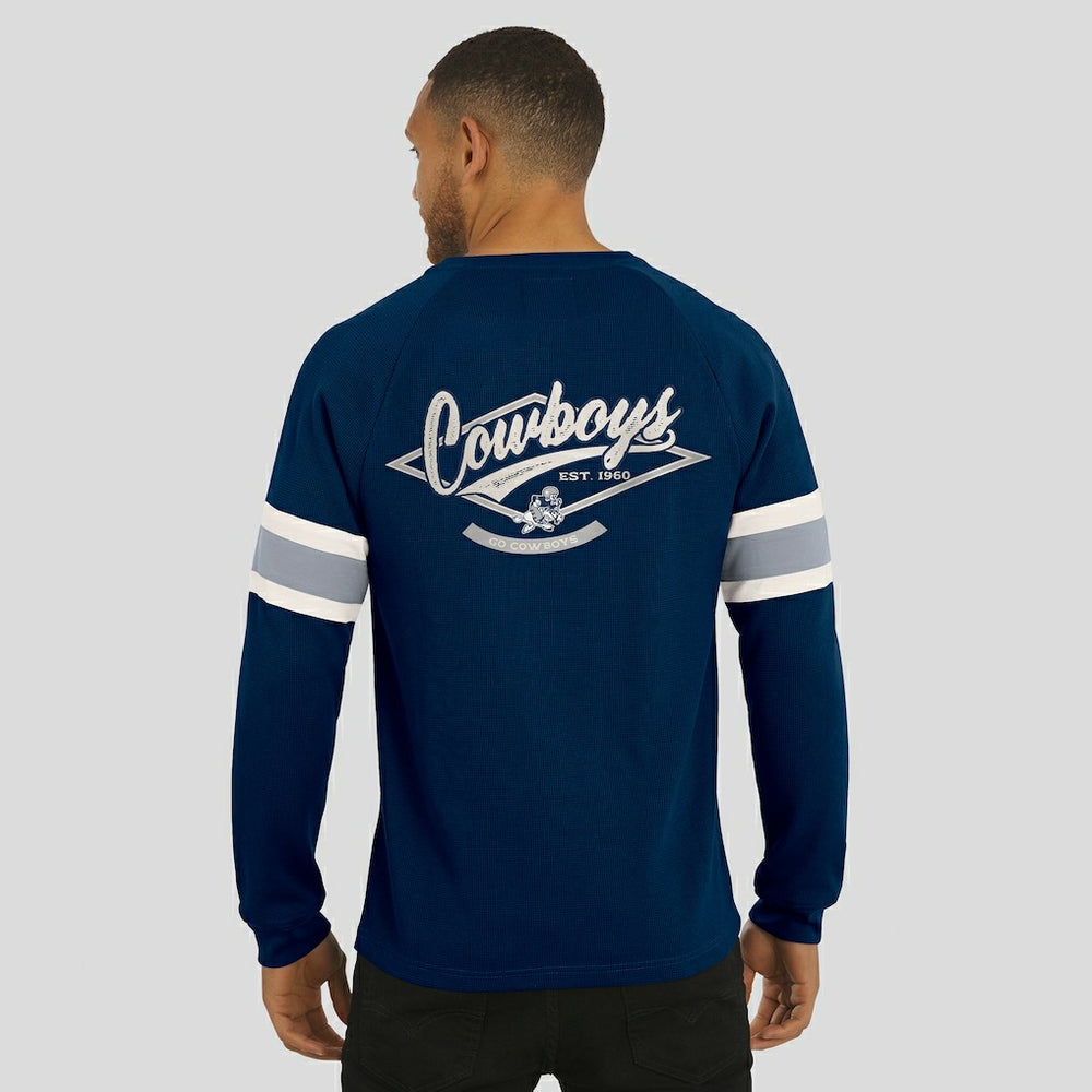 Dallas Cowboys Darius Rucker Collection Waffle-Knit Raglan Long Sleeve Henley T-Shirt Navy
