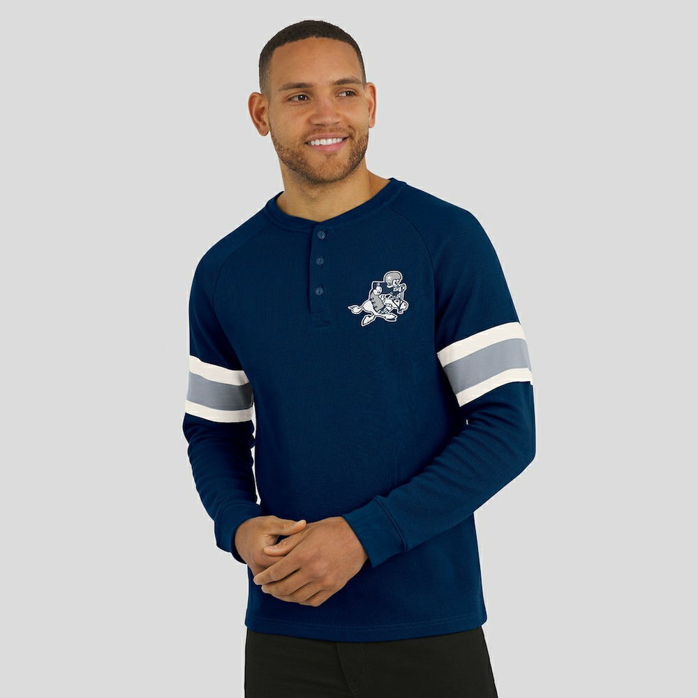 Dallas Cowboys Darius Rucker Collection Waffle-Knit Raglan Long Sleeve Henley T-Shirt Navy