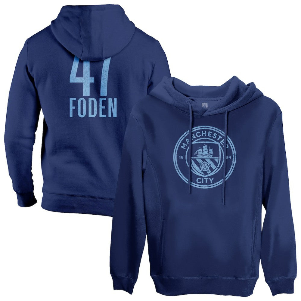 Phil Foden Manchester City 1863FC Player Fleece Pullover Hoodie Navy shop