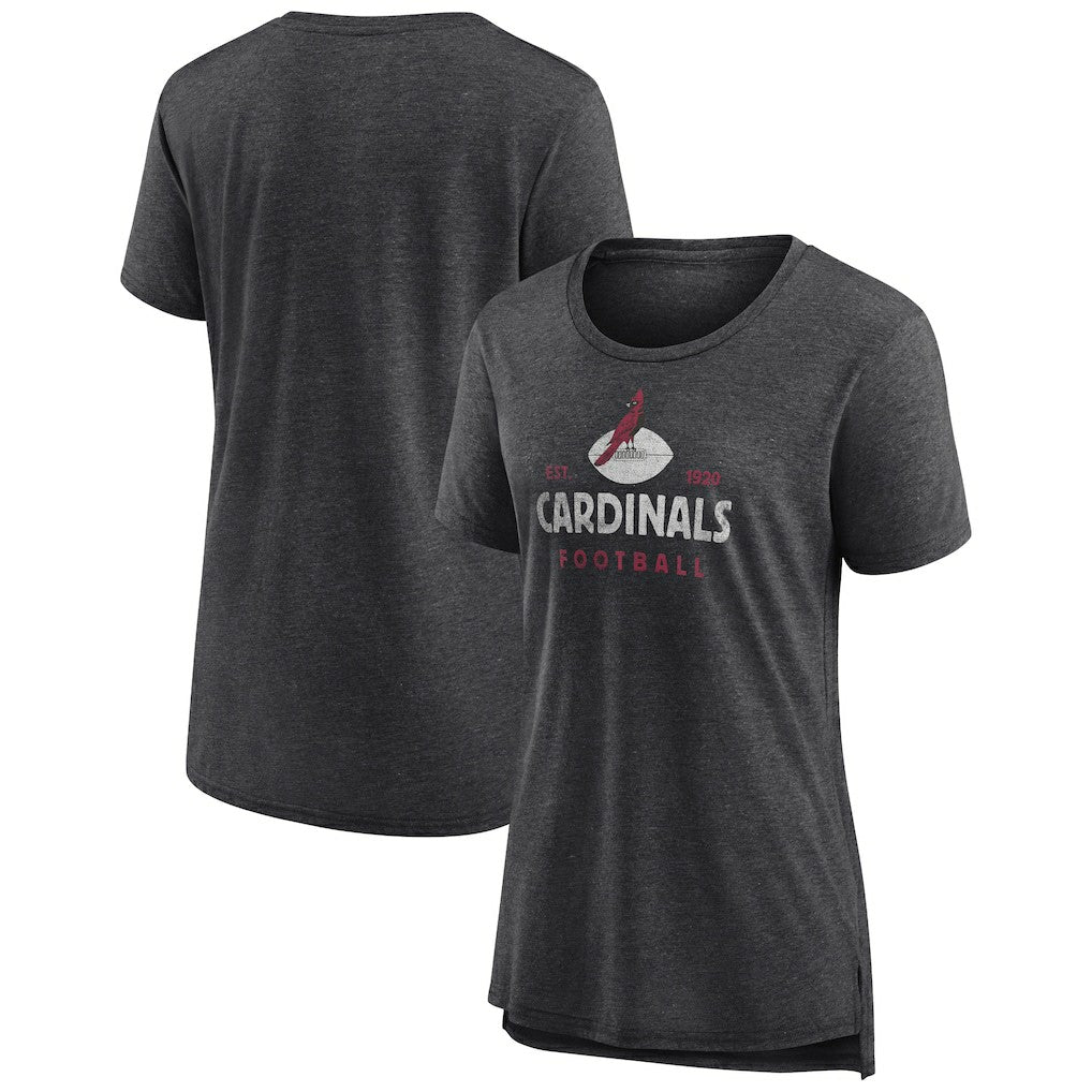 Arizona Cardinals Women's Vintage Arch Tri-Blend T-Shirt Charcoal
