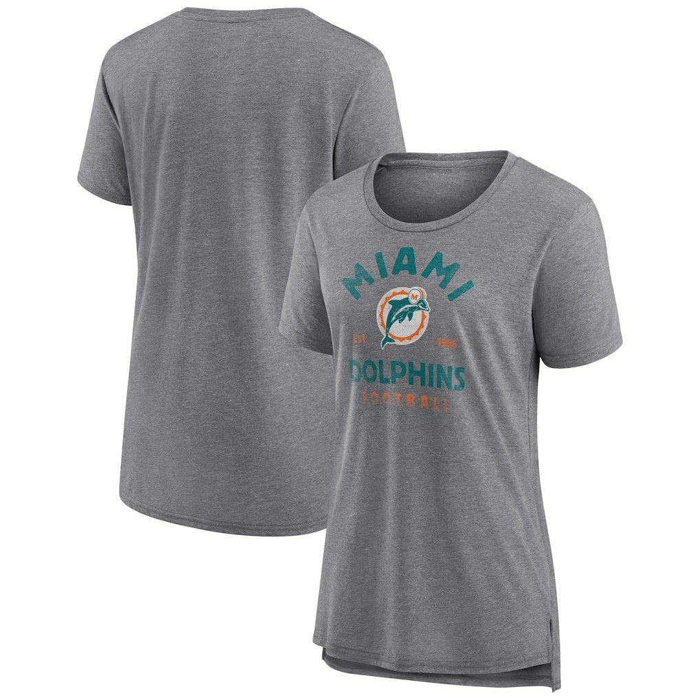 Miami Dolphins Women's Vintage Arch Tri-Blend T-Shirt Gray
