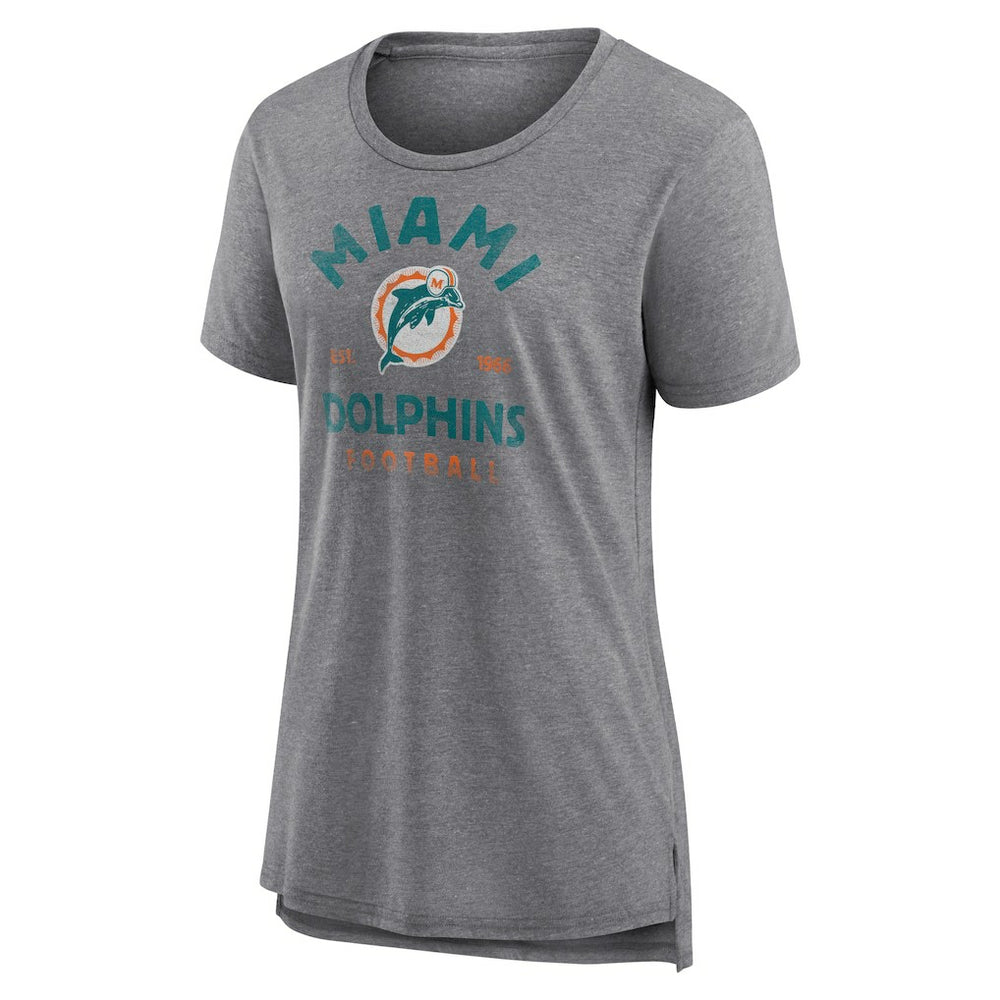 Miami Dolphins Women's Vintage Arch Tri-Blend T-Shirt Gray