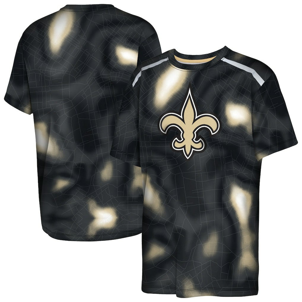 New Orleans Saints Outerstuff Youth End Zone Dri-Tek T-Shirt Black