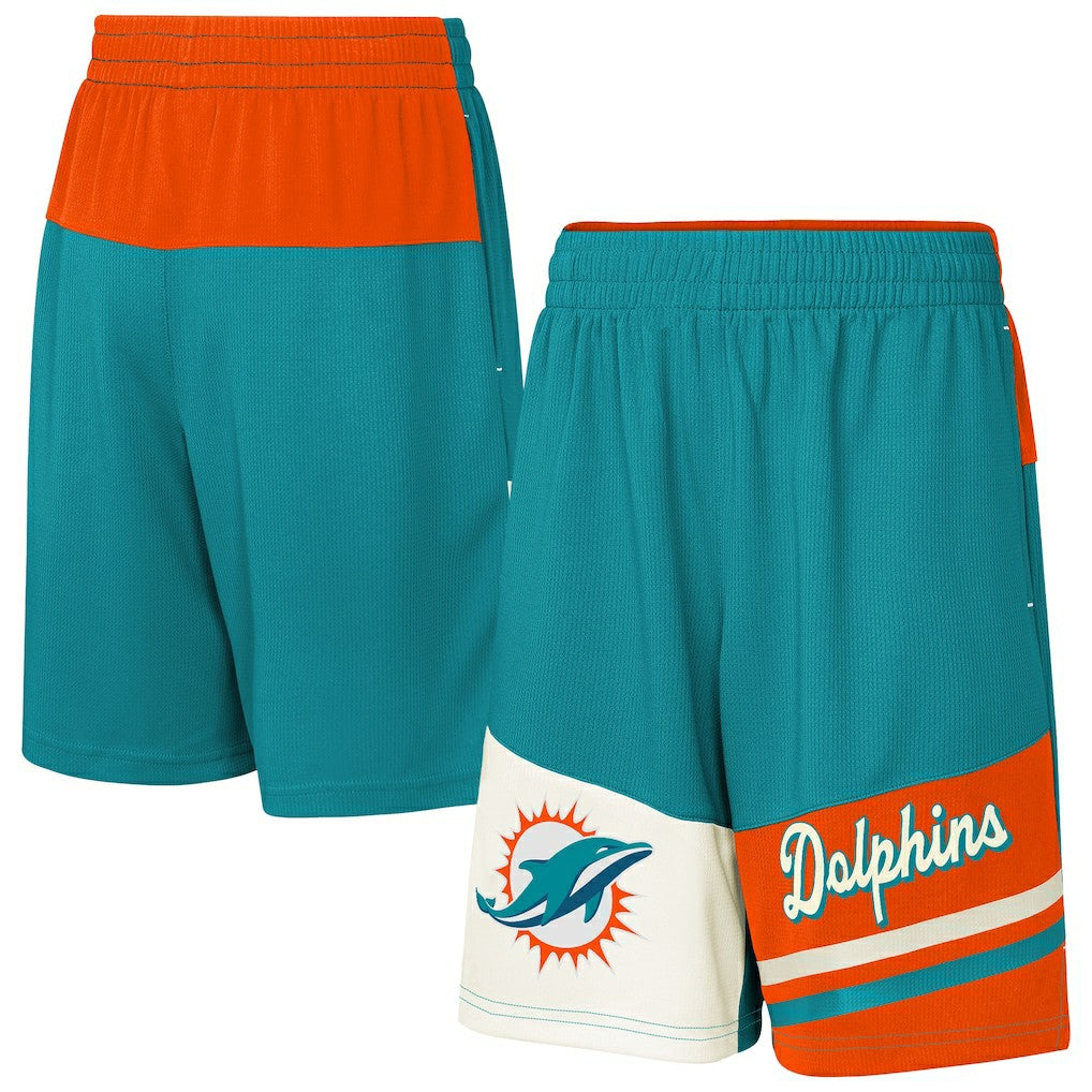 Miami Dolphins Youth Fandemonium Mesh Shorts Aqua
