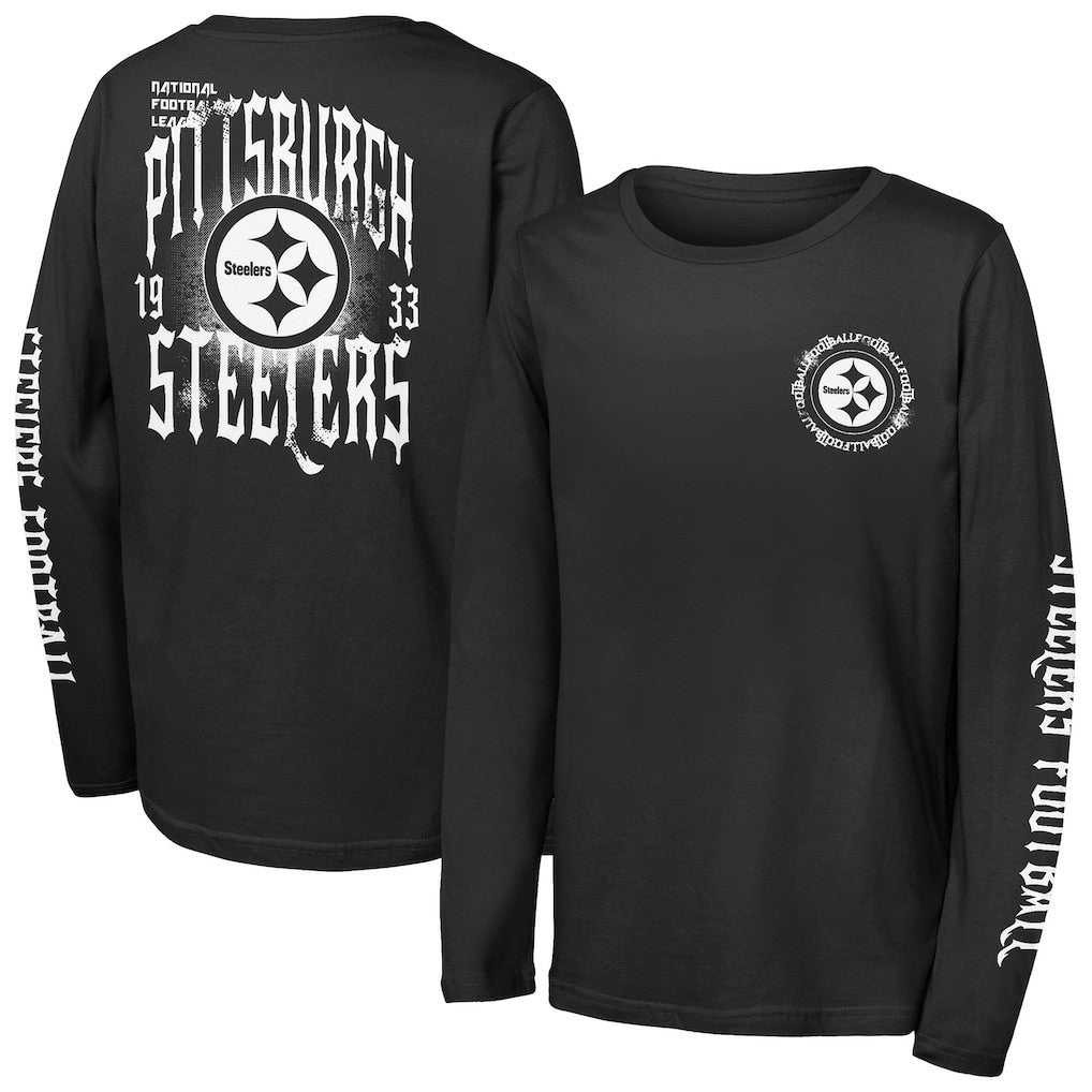 Pittsburgh Steelers Outerstuff Youth Rumble Long Sleeve T-Shirt Black