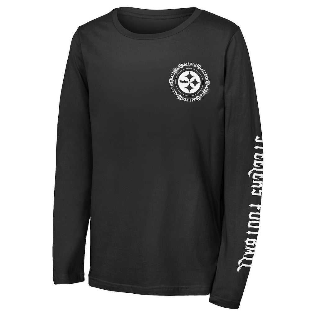 Pittsburgh Steelers Outerstuff Youth Rumble Long Sleeve T-Shirt Black