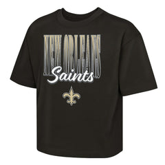 New Orleans Saints Outerstuff Girls Youth Big City Boxy T-Shirt Black