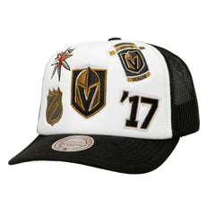 NHL Vegas Golden Knights Mitchell & Ness Gridlock Trucker Adjustable Hat - White/Black