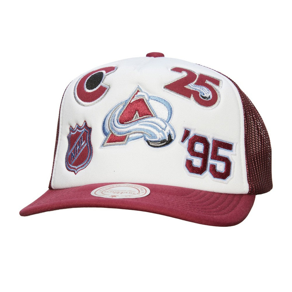 NHL Colorado Avalanche Mitchell & Ness Gridlock Trucker Adjustable Hat - White/Burgundy