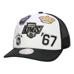 NHL Los Angeles Kings Mitchell & Ness Gridlock Trucker Adjustable Hat - White/Black