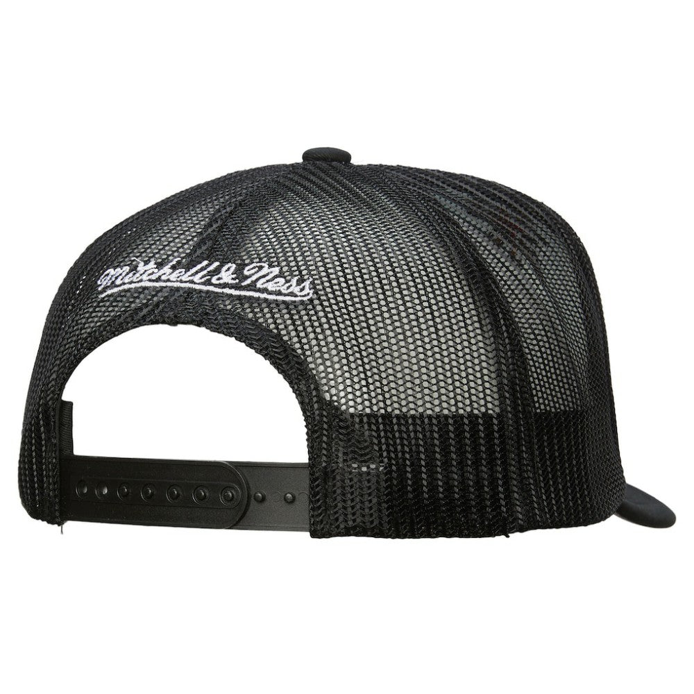 NHL Boston Bruins Mitchell & Ness Gridlock Trucker Adjustable Hat - White/Black