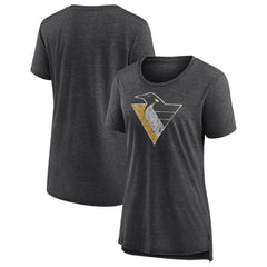 NHL Pittsburgh Penguins Women's Slow Whistle Tri-Blend T-Shirt - Gray