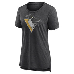 NHL Pittsburgh Penguins Women's Slow Whistle Tri-Blend T-Shirt - Gray