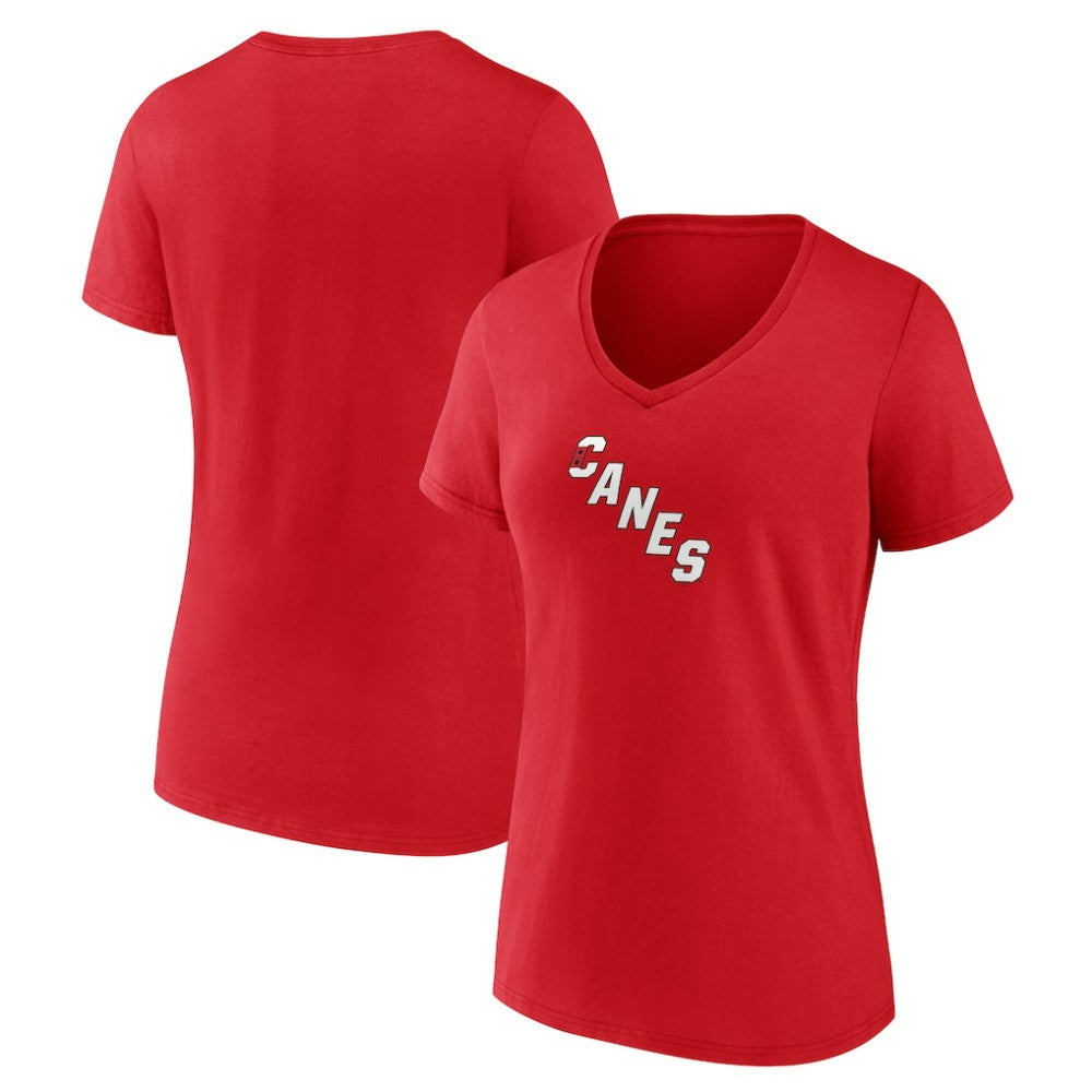 NHL Carolina Hurricanes Women's Primary Logo V-Neck T-Shirt - Red
