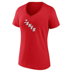 NHL Carolina Hurricanes Women's Primary Logo V-Neck T-Shirt - Red