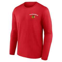 NHL Chicago Blackhawks Team Lockup Long Sleeve T-Shirt - Red