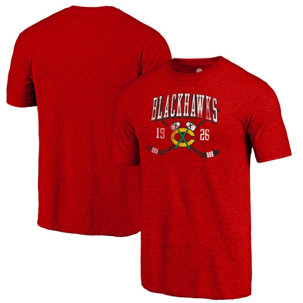 NHL Chicago Blackhawks Line Shift Tri-Blend T-Shirt - Red
