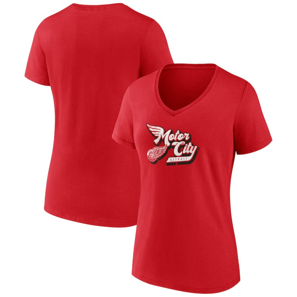 NHL Detroit Red Wings Women's Active Edge V-Neck T-Shirt - Red
