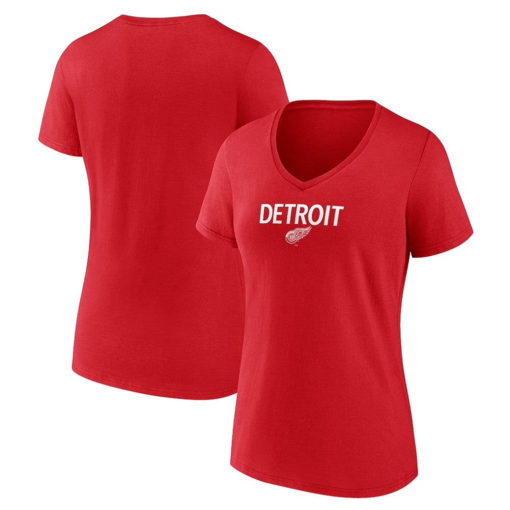 NHL Detroit Red Wings Women's Primary Logo V-Neck T-Shirt - Red