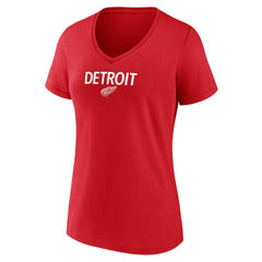 NHL Detroit Red Wings Women's Primary Logo V-Neck T-Shirt - Red
