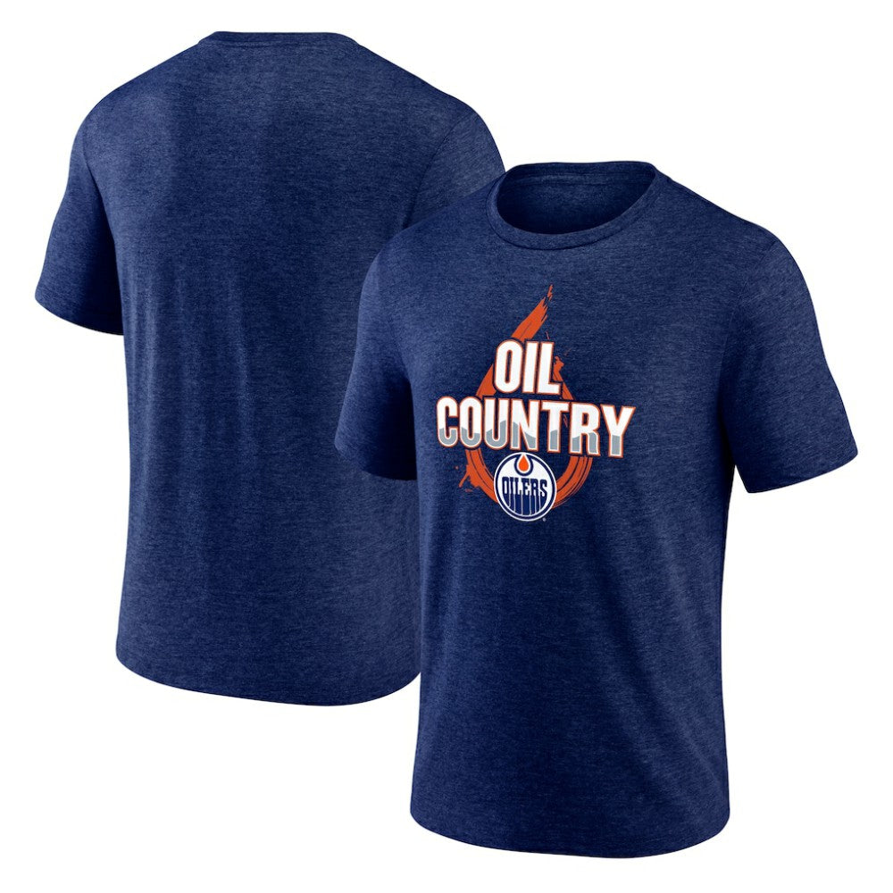 NHL Edmonton Oilers Represent Tri-Blend T-Shirt - Navy