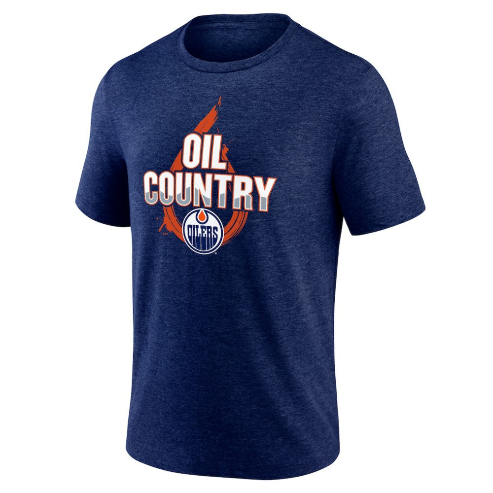 NHL Edmonton Oilers Represent Tri-Blend T-Shirt - Navy