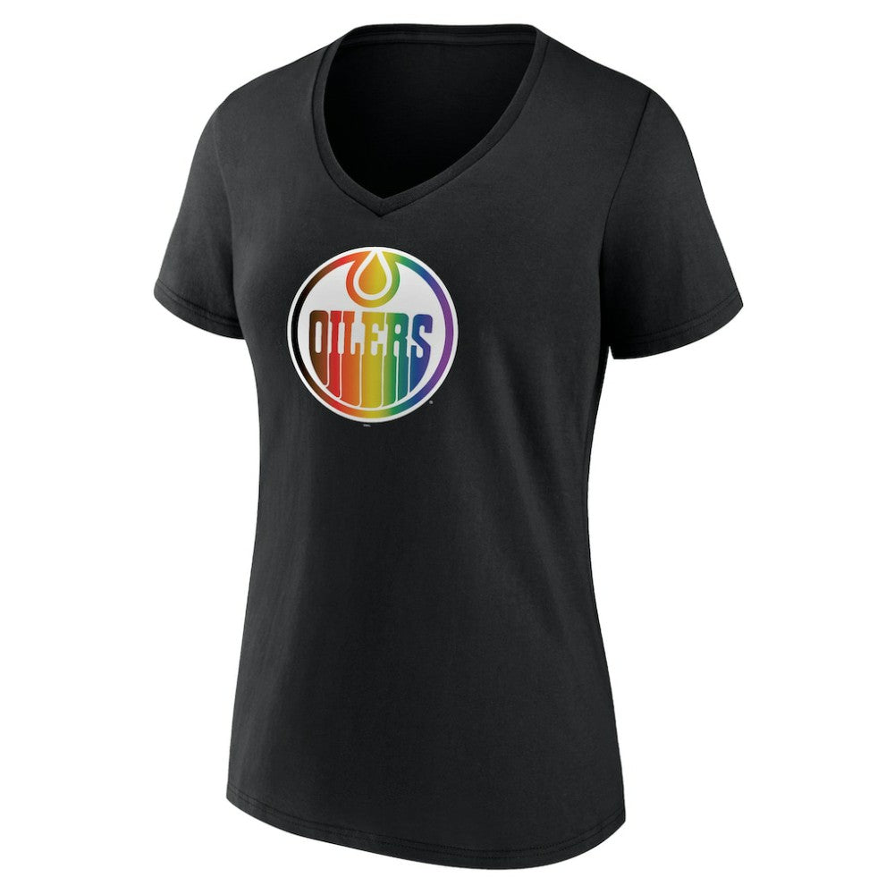 NHL Edmonton Oilers Women's Team Pride V-Neck T-Shirt - Black
