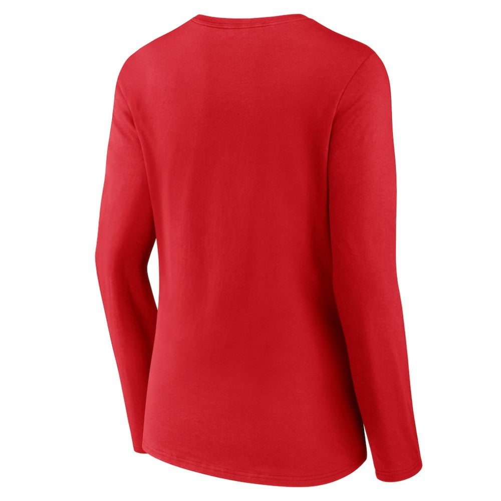 NHL Florida Panthers Women's Primary Logo Long Sleeve V-Neck T-Shirt - Red