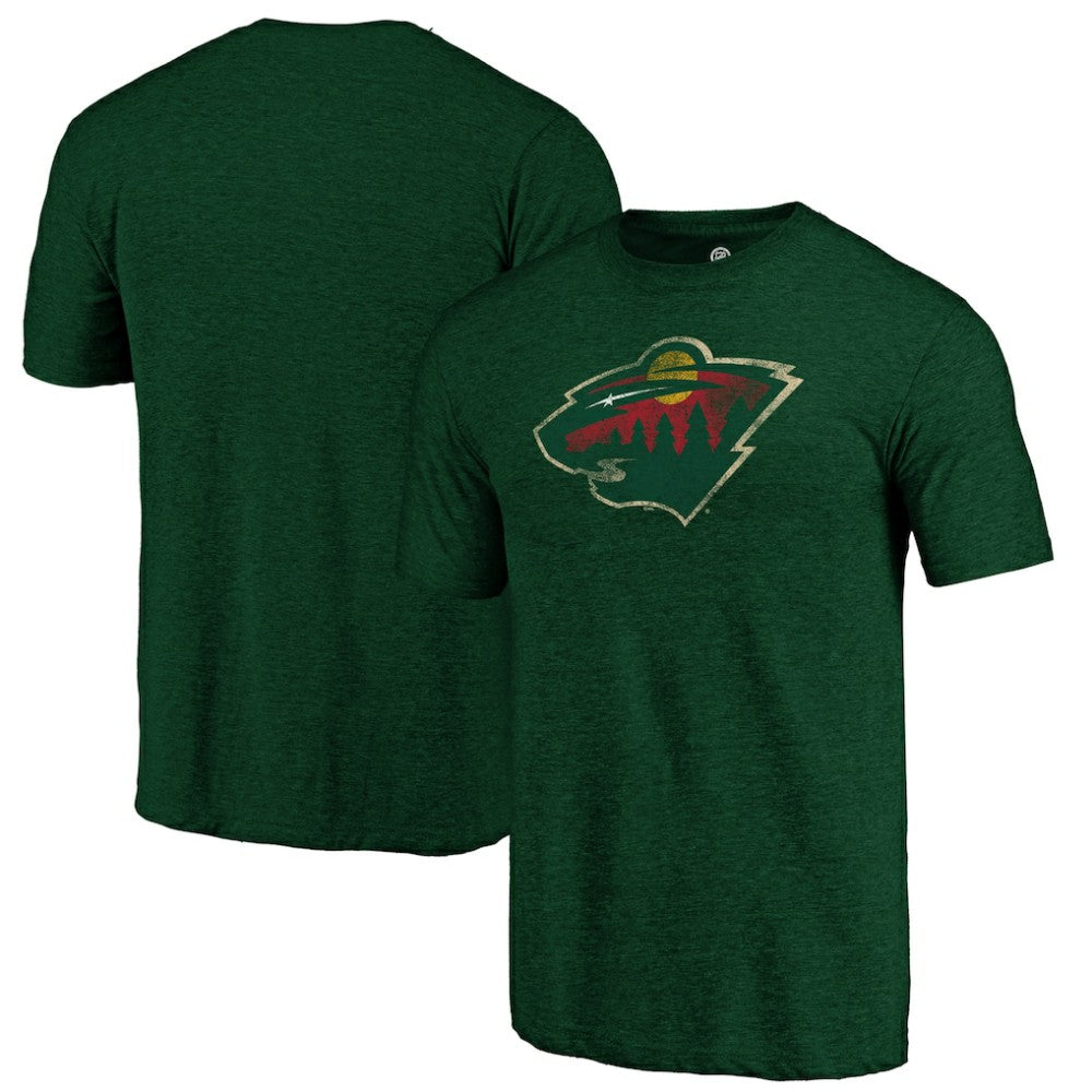 NHL Minnesota Wild Distressed Logo Tri-Blend T-Shirt - Green
