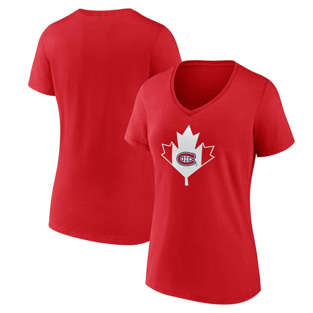 NHL Montreal Canadiens Women's Canada Day V-Neck T-Shirt - Red