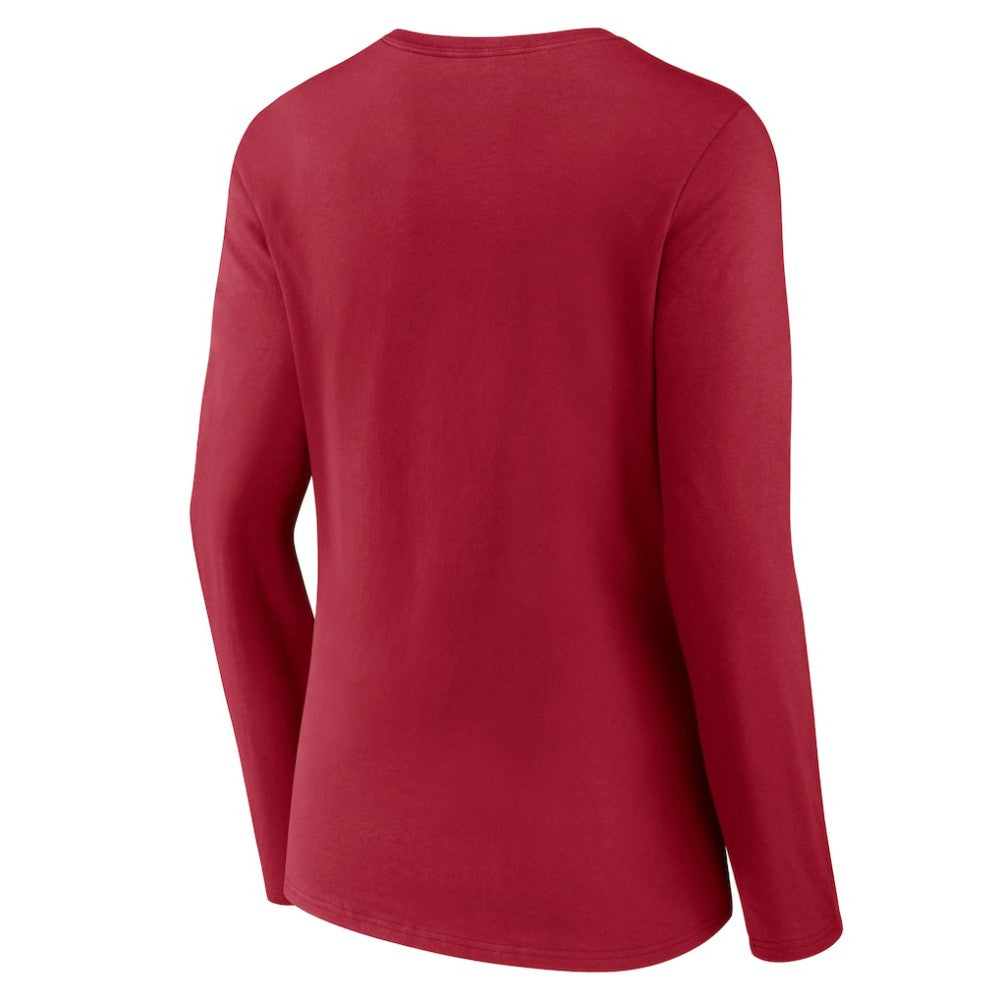NHL Montreal Canadiens Women's Primary Logo Long Sleeve V-Neck T-Shirt - Red