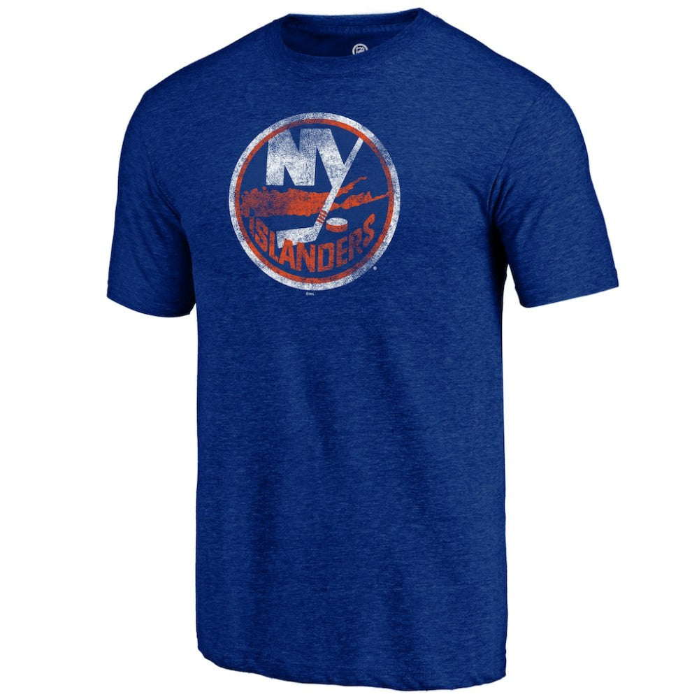 NHL New York Islanders Distressed Logo Tri-Blend T-Shirt - Royal