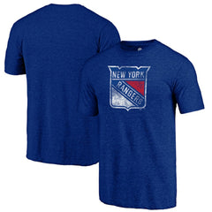 NHL New York Rangers Distressed Logo Tri-Blend T-Shirt - Blue