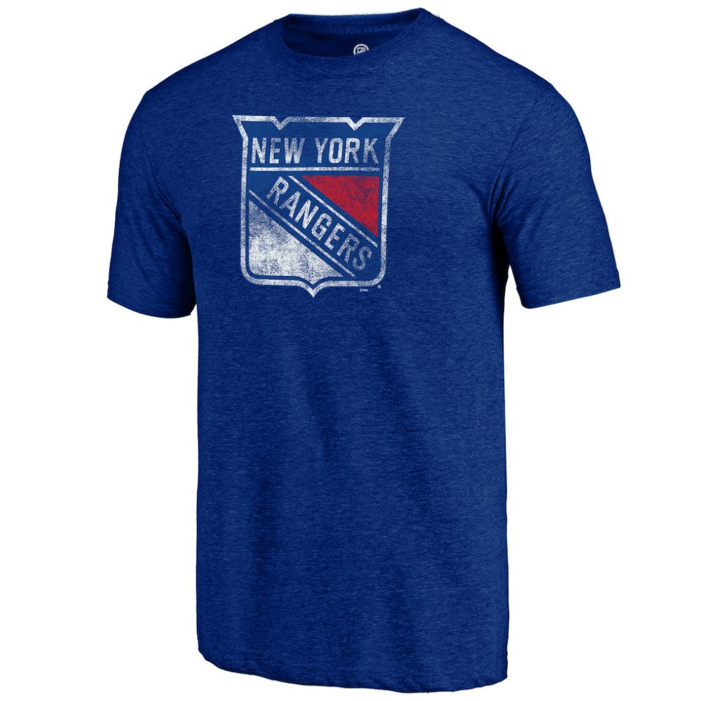 NHL New York Rangers Distressed Logo Tri-Blend T-Shirt - Blue