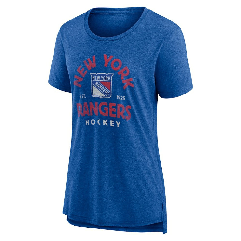 NHL New York Rangers Women's Vintage Arch Tri-Blend T-Shirt - Blue