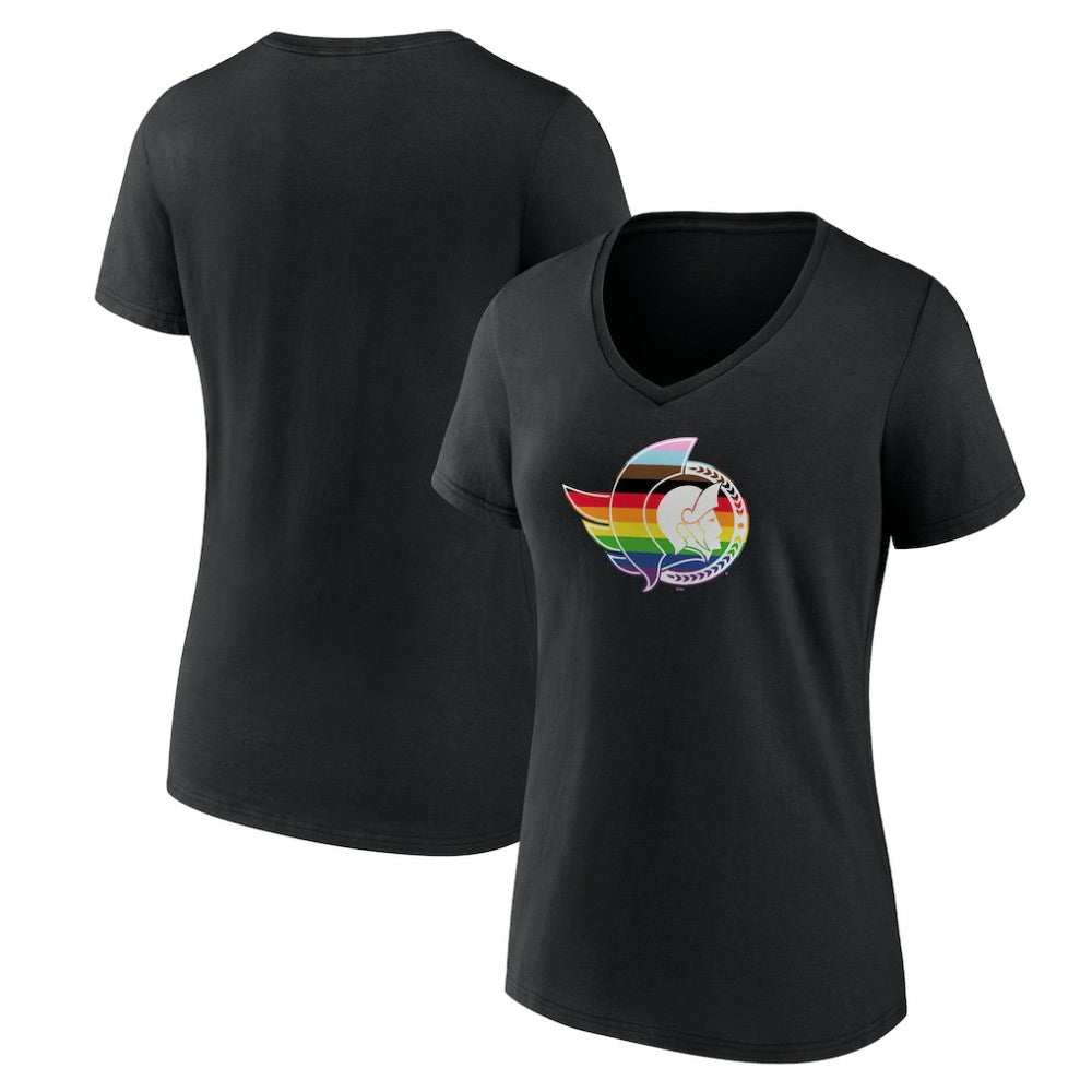 NHL Ottawa Senators Women's NHL Pride V-Neck T-Shirt - Black