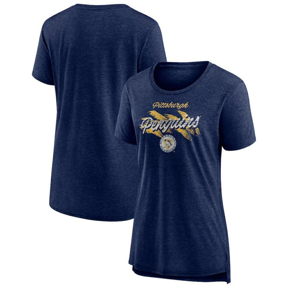 NHL Pittsburgh Penguins Women's Hit the Ice Tri-Blend T-Shirt - Navy