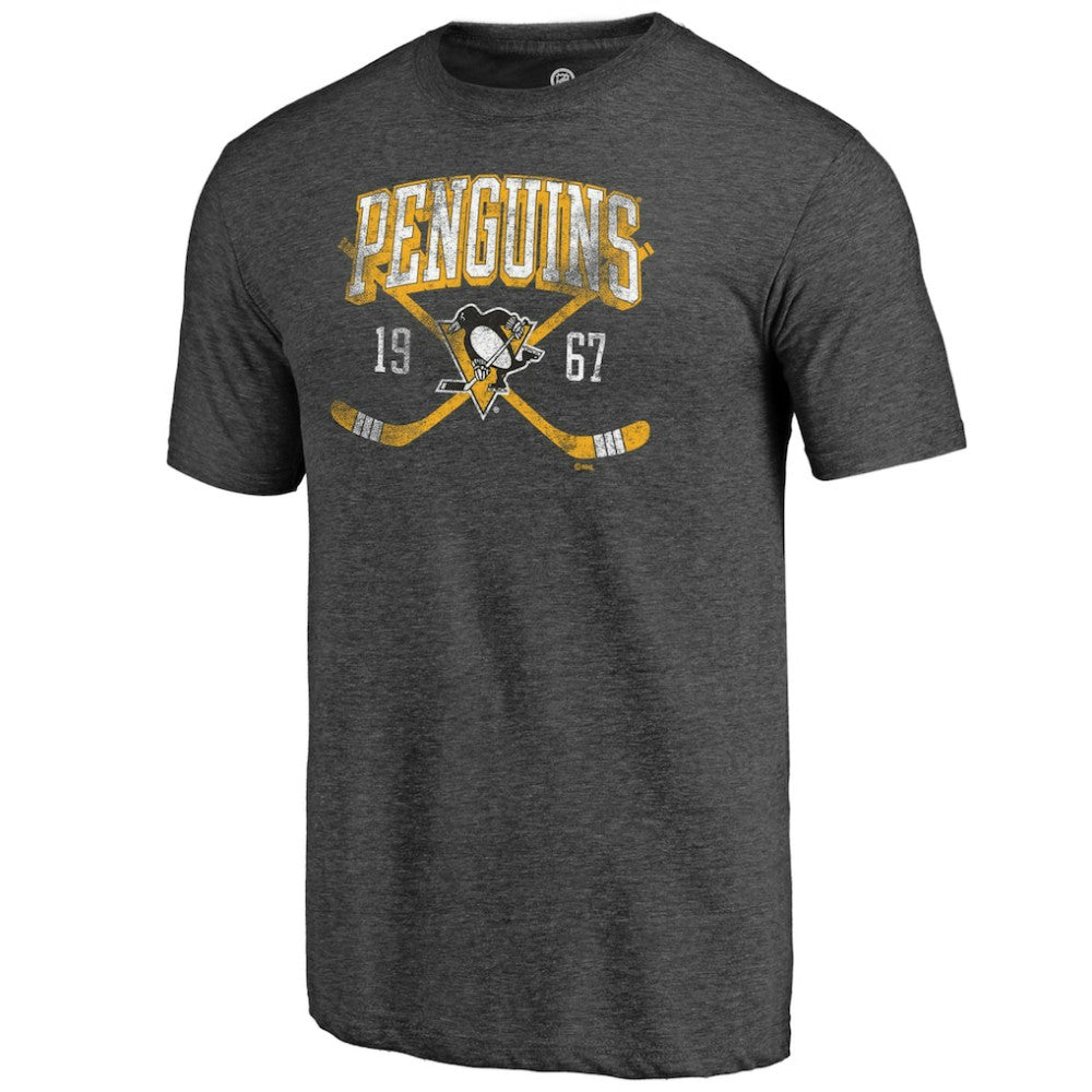 NHL Pittsburgh Penguins Line Shift Tri-Blend T-Shirt - Charcoal