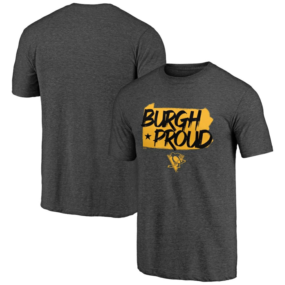 NHL Pittsburgh Penguins Shoot to Score Tri-Blend T-Shirt - Charcoal