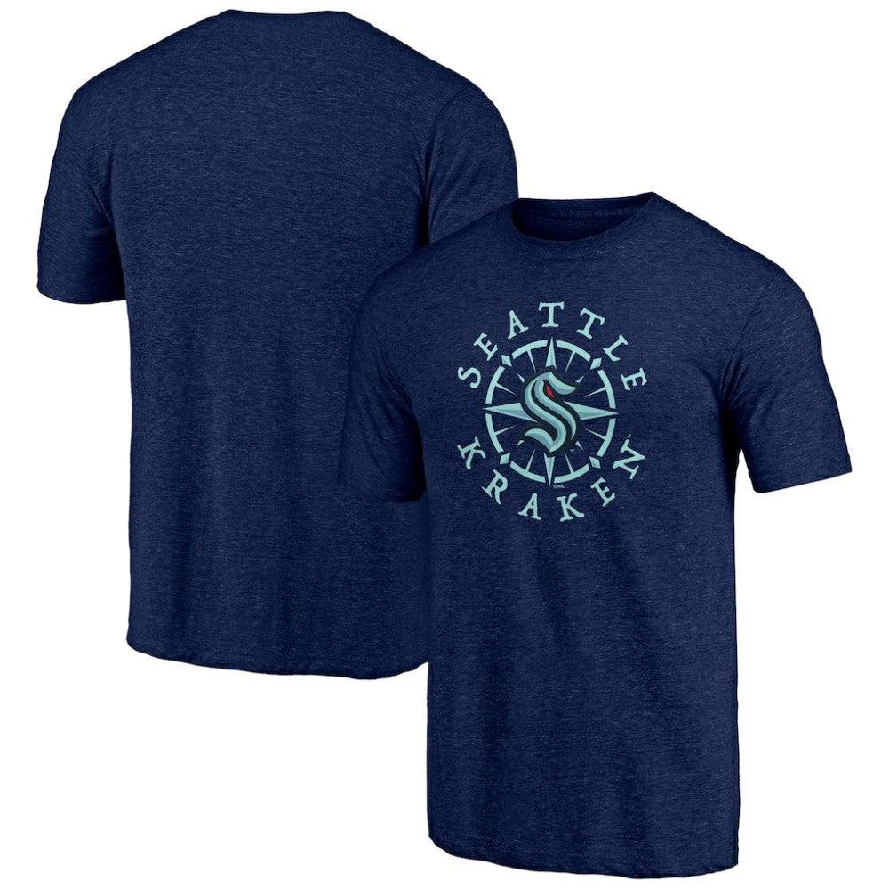 NHL Seattle Kraken Shoot to Score Tri-Blend T-Shirt - Deep Sea Blue