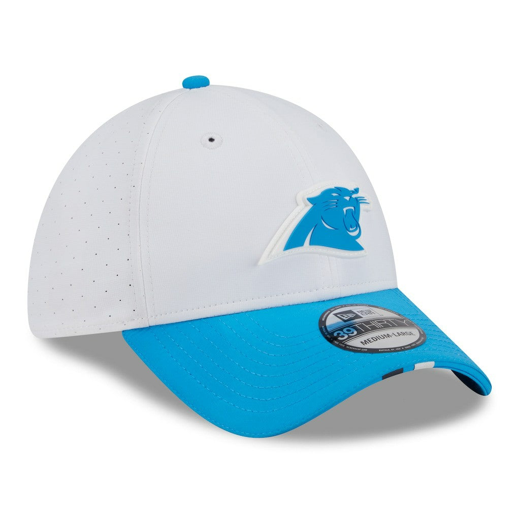 Carolina Panthers New Era 2025 NFL Training Camp 39THIRTY Flex Hat White/Blue