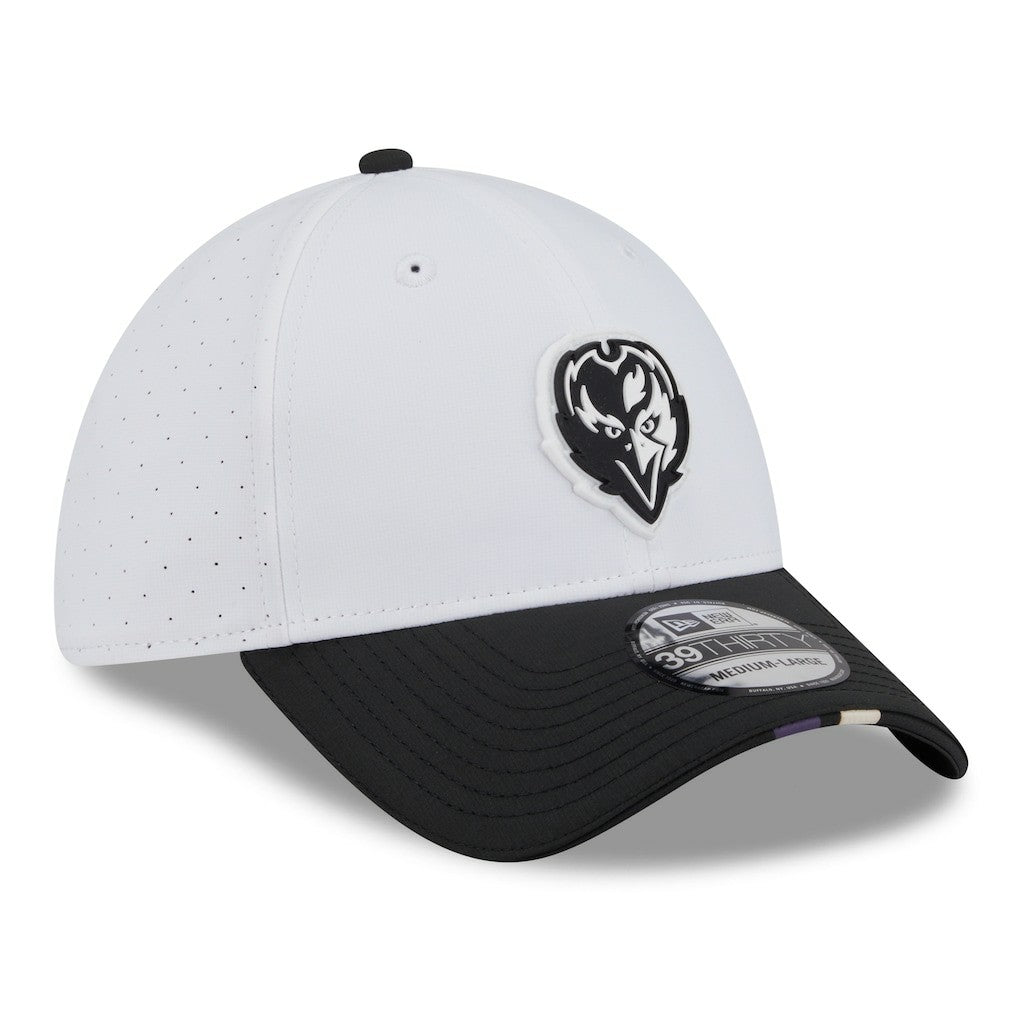 Baltimore Ravens New Era 2025 NFL Training Camp 39THIRTY Flex Hat White/Black