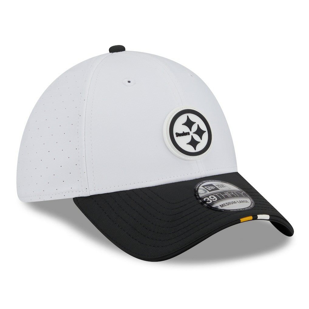 Pittsburgh Steelers New Era 2025 NFL Training Camp 39THIRTY Flex Hat White/Black