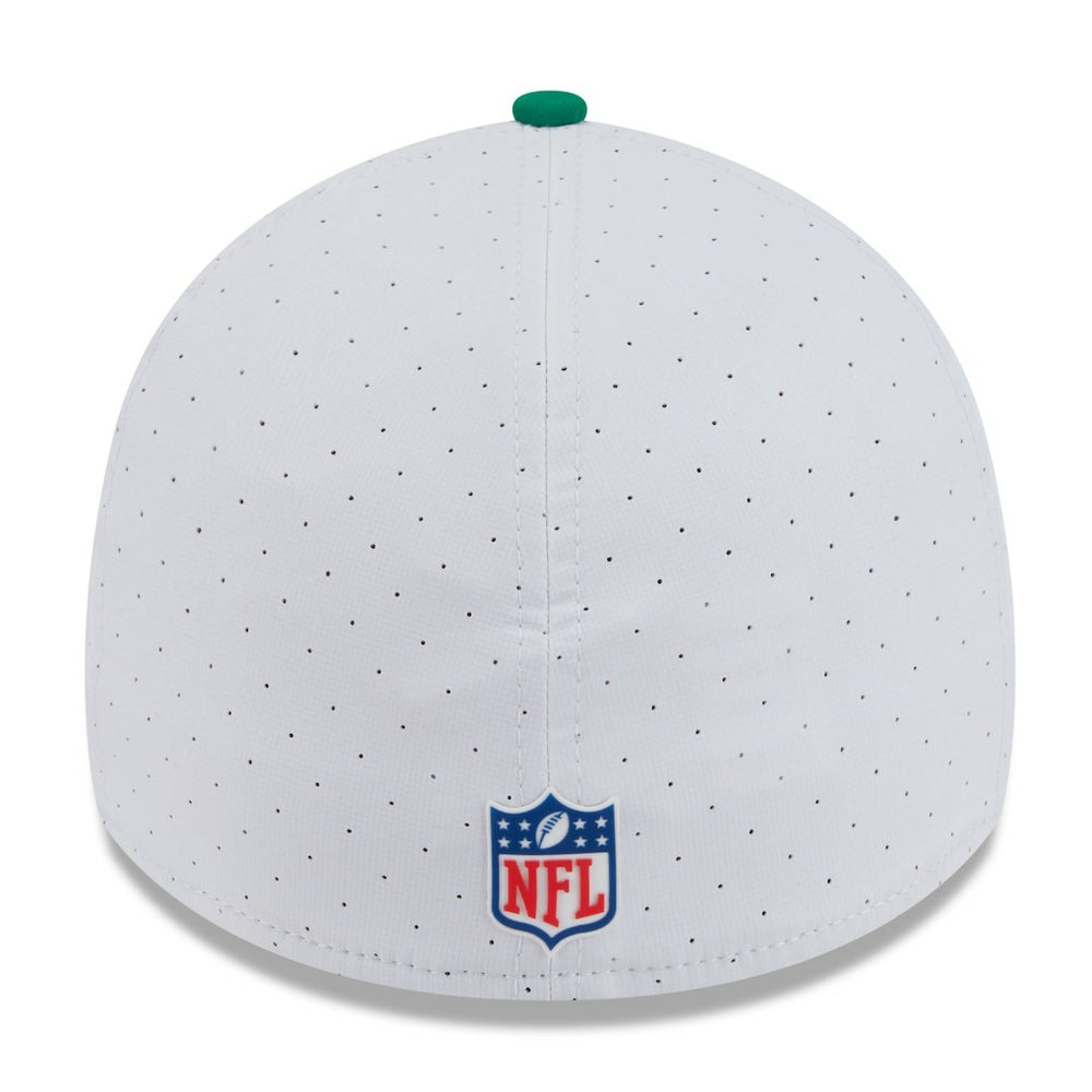 Philadelphia Eagles New Era 2025 NFL Training Camp Throwback Logo 39THIRTY Flex Hat White/Kelly Green