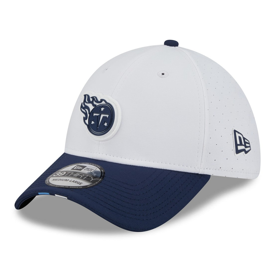 Tennessee Titans New Era 2025 NFL Training Camp 39THIRTY Flex Hat White/Navy