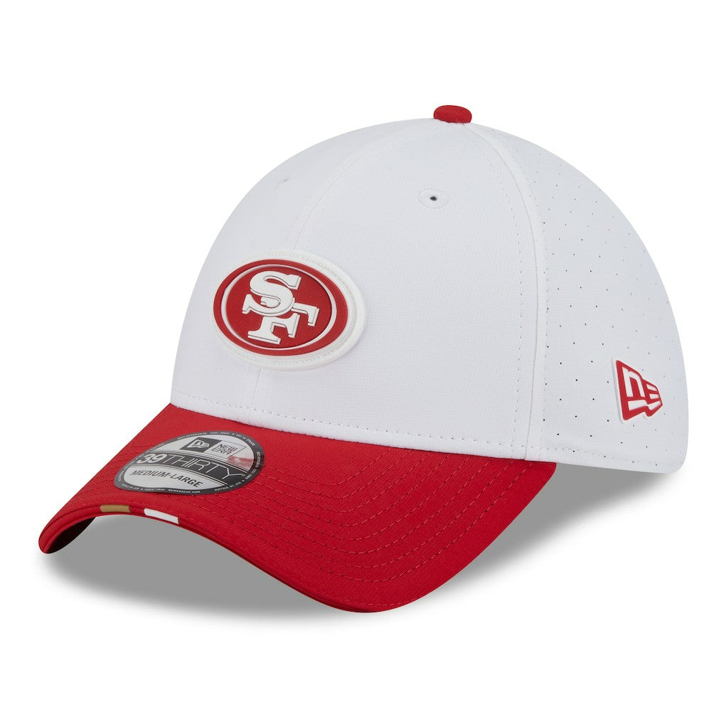 San Francisco 49ers New Era 2025 NFL Training Camp 39THIRTY Flex Hat White/Scarlet