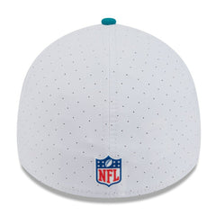 Miami Dolphins New Era 2025 NFL Training Camp Throwback Logo 39THIRTY Flex Hat White/Aqua