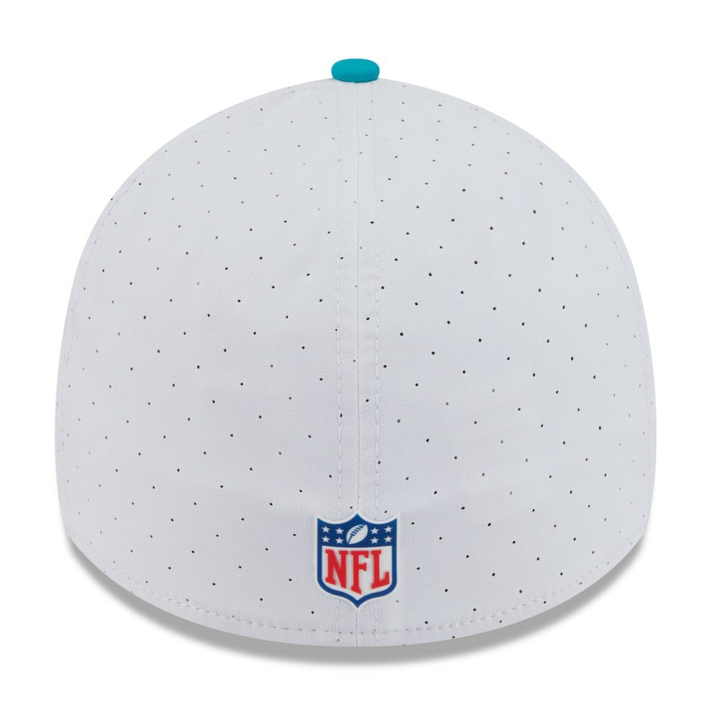 Miami Dolphins New Era 2025 NFL Training Camp 39THIRTY Flex Hat White/Aqua